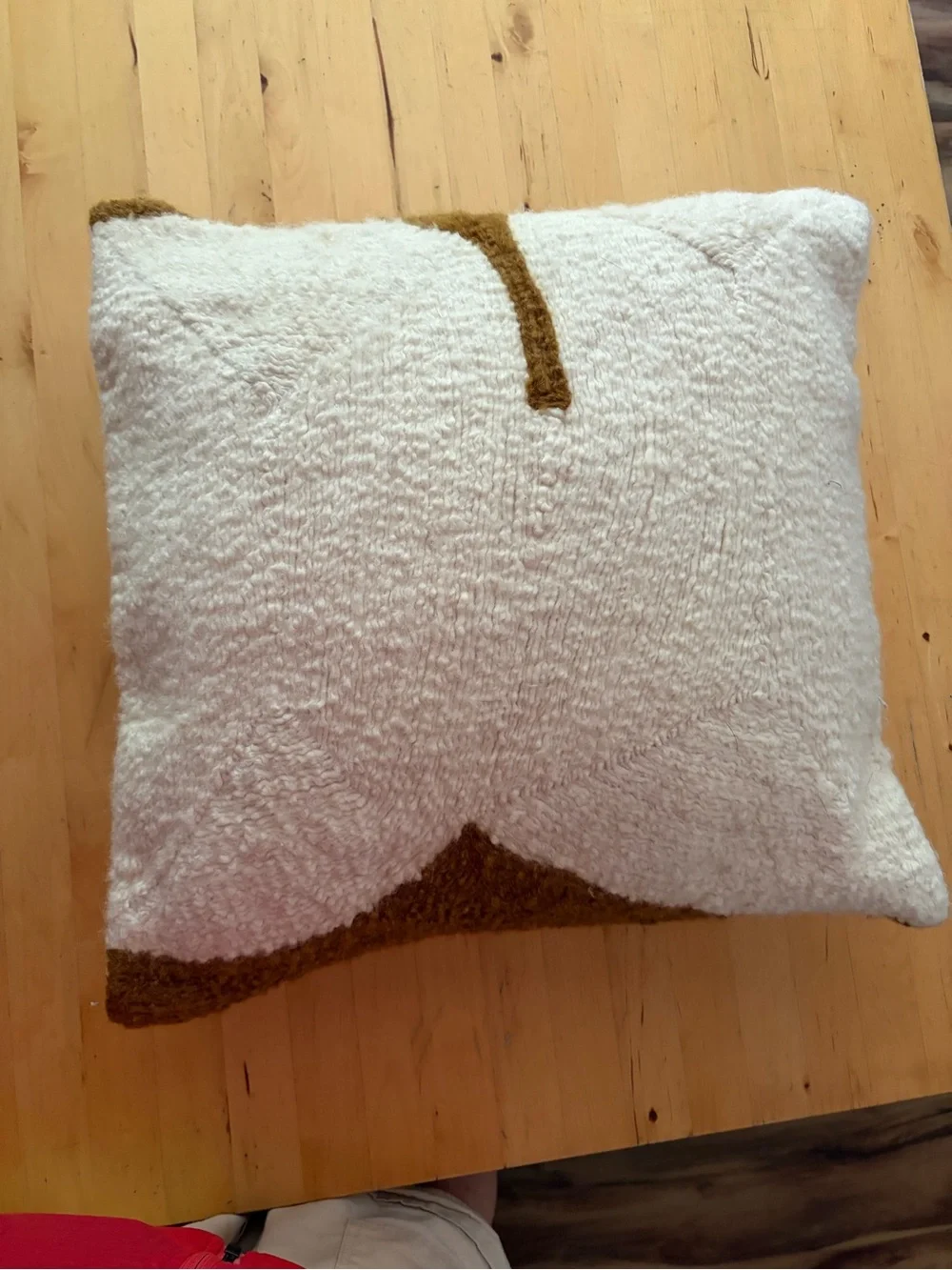 West Elm Cream and Brown Textured Throw Pillow